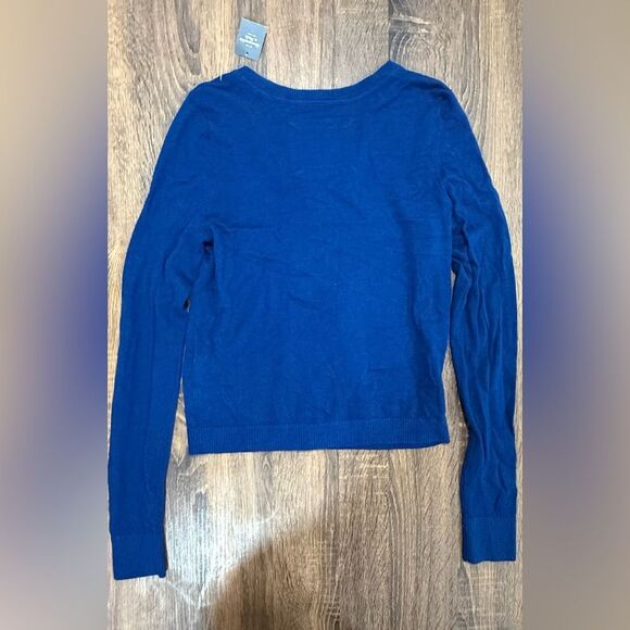 Y2K Abercrombie & Fitch Blue Ruffle Sweater Cardigan Womens large NWT Giftable - Picture 5 of 8